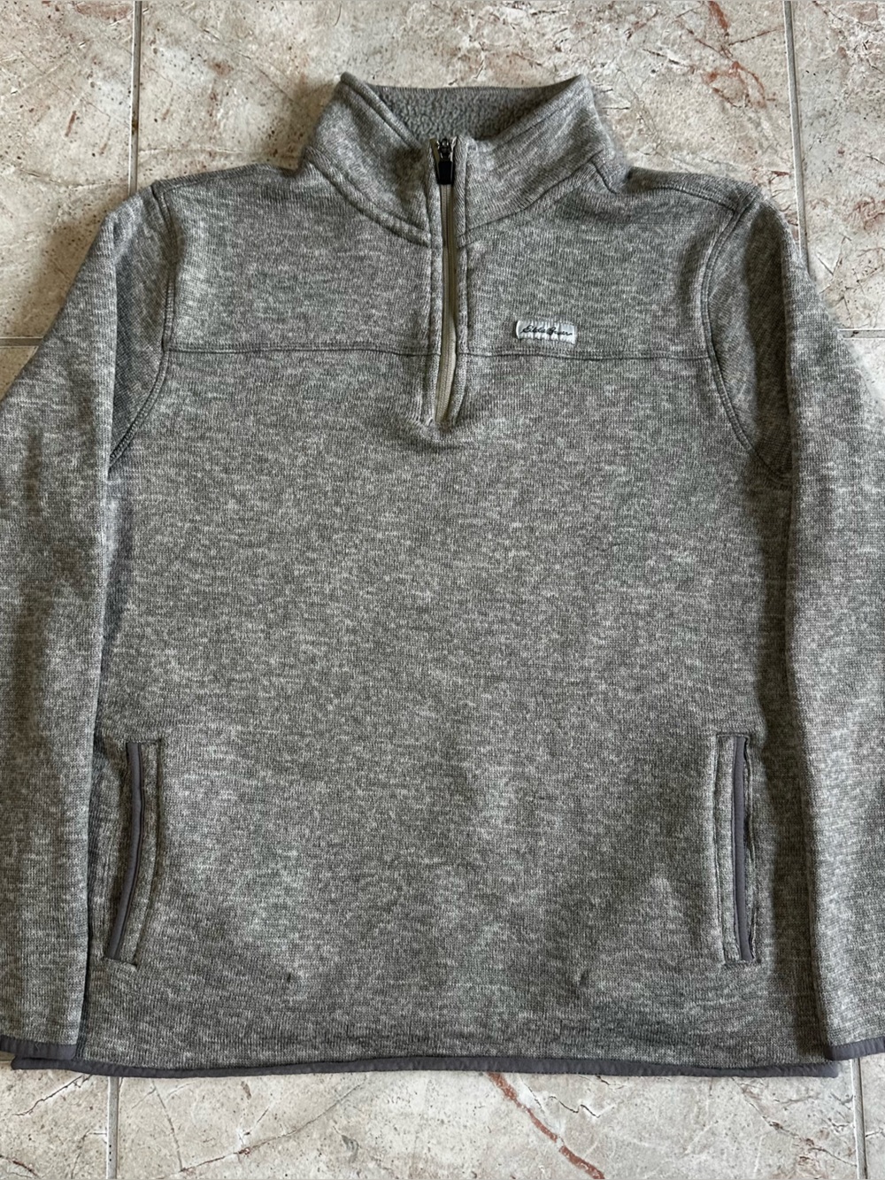 Eddie Bauer Men's Gray Quarter-Zip Sweater